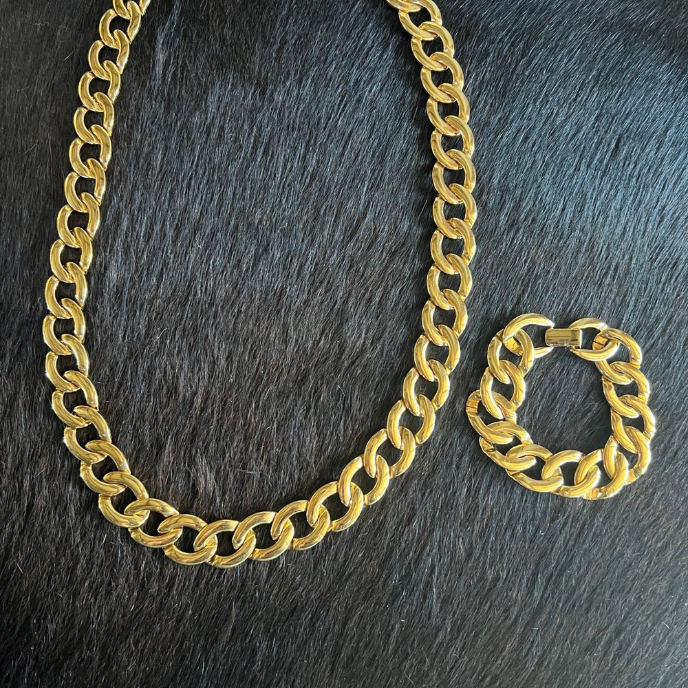 Napier Gold-Tone Link Necklace and Bracelet Set - Picture 2 of 5